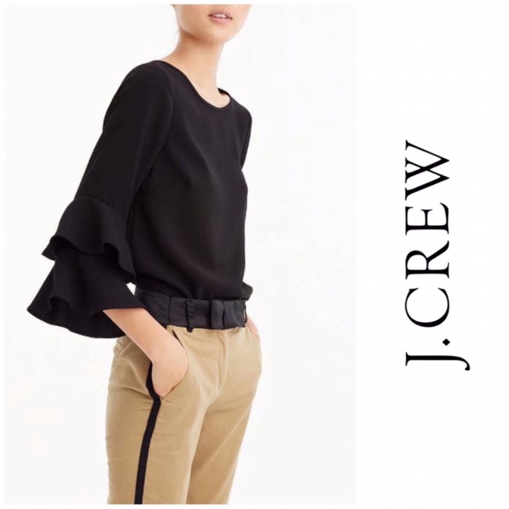 JCrew Drapey crepe blouse (8) in black